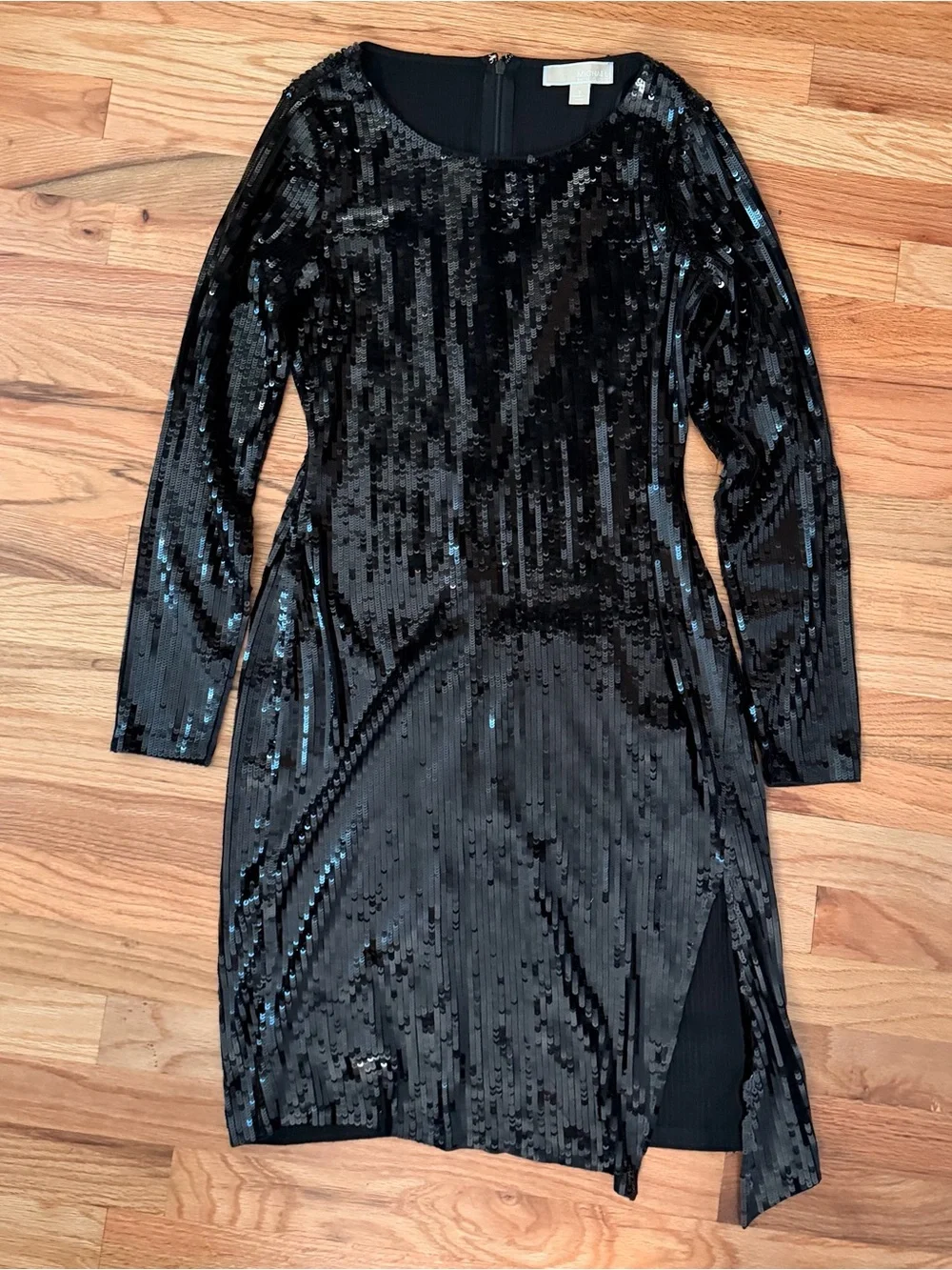 Michael Kors Black Sequin Long Sleeve Cocktail Dress